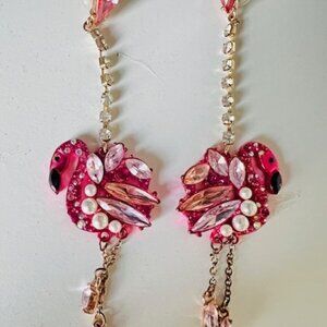 Betsey Johnson Dangle/Drop Pink Flamingo Earrings